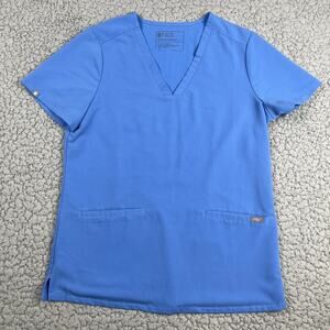 FIGS Scrub Top Womens S Blue Technical Collection V-Neck Short Sleeve